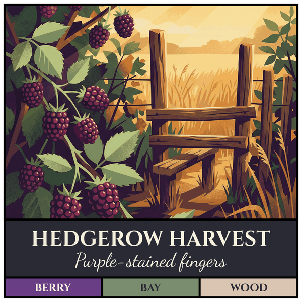 WPA-style poster showing country hedgerows with blackberry brambles